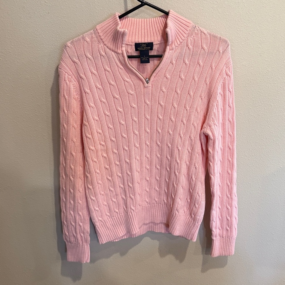 Brooks Brothers 346 white cable knit sweater